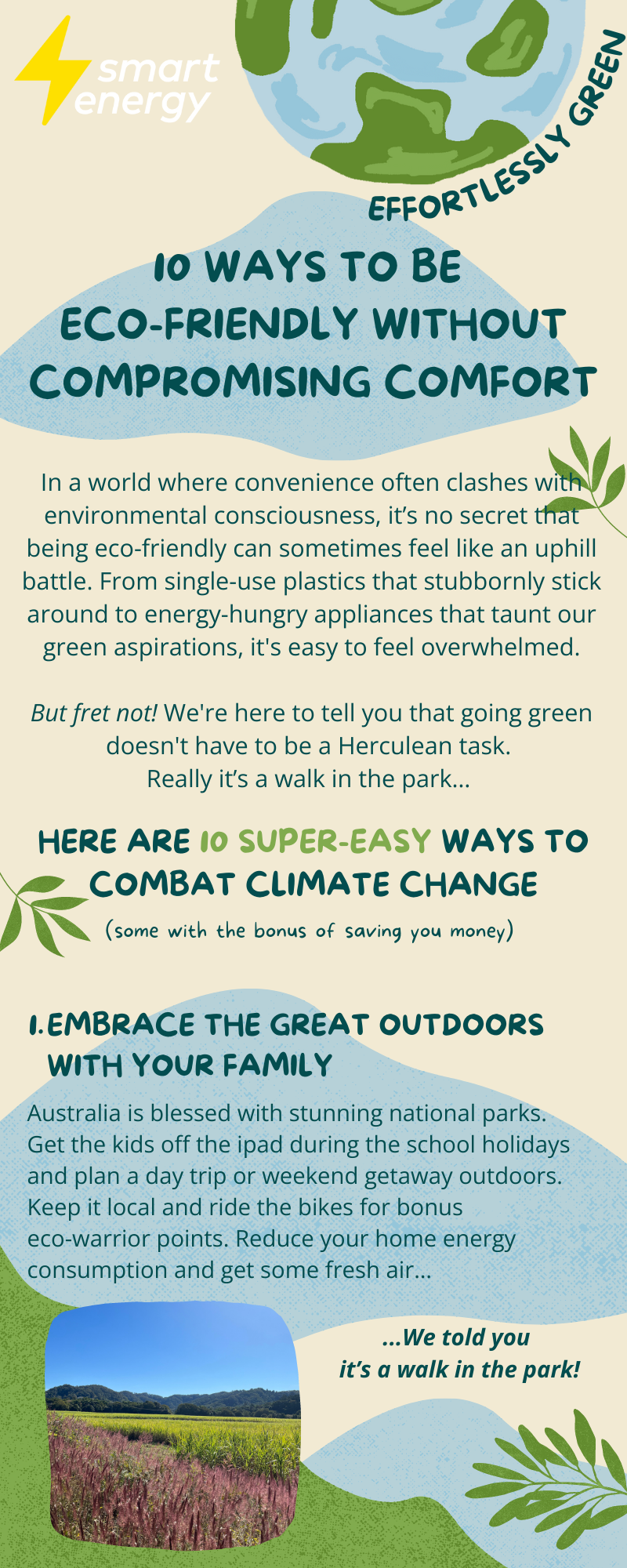 infographic with detailed tips to be eco-friendly without compromising everyday comfort